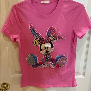 Pink Kids “Glitsy” T-Shirt with Mickey Mouse Design